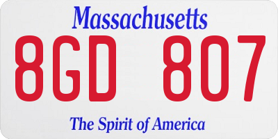 MA license plate 8GD807