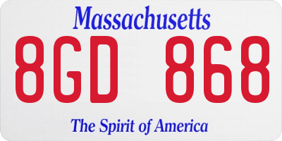 MA license plate 8GD868