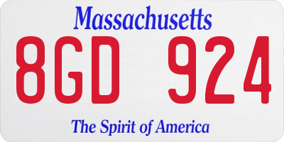MA license plate 8GD924