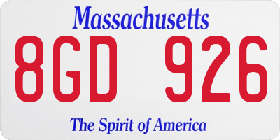 MA license plate 8GD926