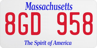 MA license plate 8GD958