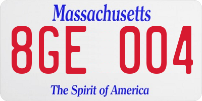 MA license plate 8GE004