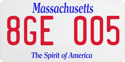 MA license plate 8GE005