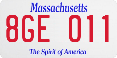 MA license plate 8GE011
