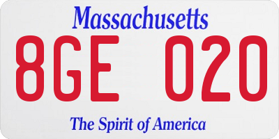 MA license plate 8GE020