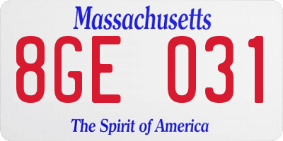 MA license plate 8GE031