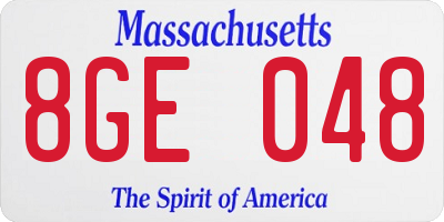 MA license plate 8GE048