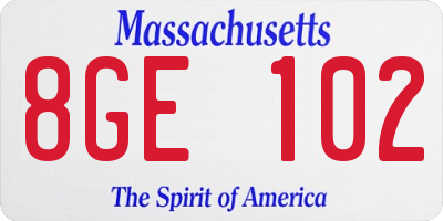MA license plate 8GE102