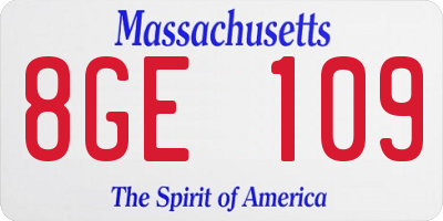 MA license plate 8GE109