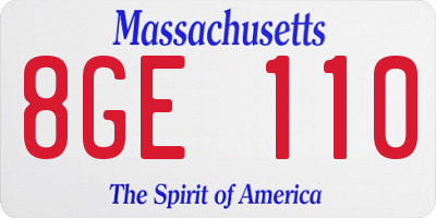 MA license plate 8GE110