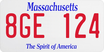 MA license plate 8GE124
