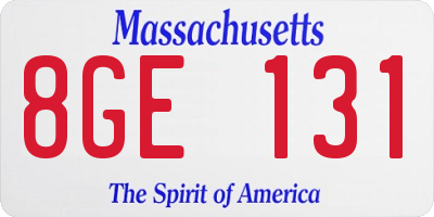 MA license plate 8GE131