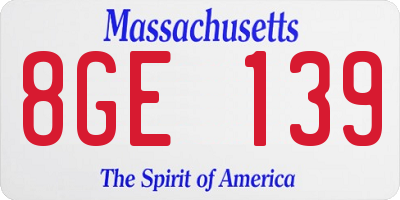 MA license plate 8GE139