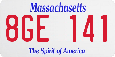 MA license plate 8GE141