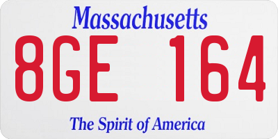 MA license plate 8GE164