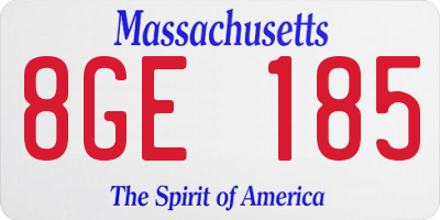 MA license plate 8GE185