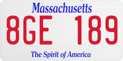 MA license plate 8GE189