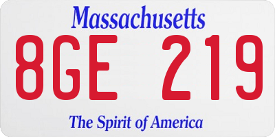 MA license plate 8GE219
