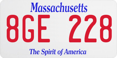 MA license plate 8GE228