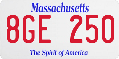 MA license plate 8GE250