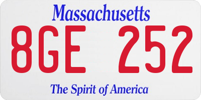 MA license plate 8GE252