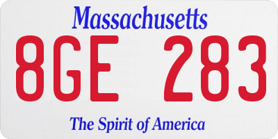 MA license plate 8GE283