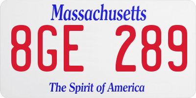 MA license plate 8GE289