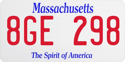 MA license plate 8GE298