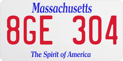 MA license plate 8GE304