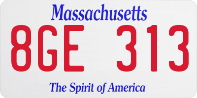 MA license plate 8GE313