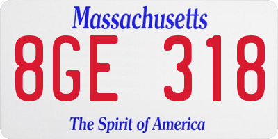 MA license plate 8GE318