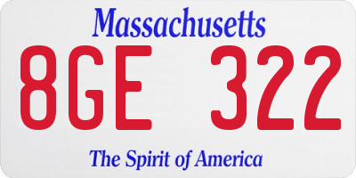 MA license plate 8GE322