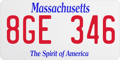 MA license plate 8GE346