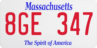 MA license plate 8GE347