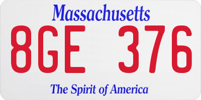 MA license plate 8GE376