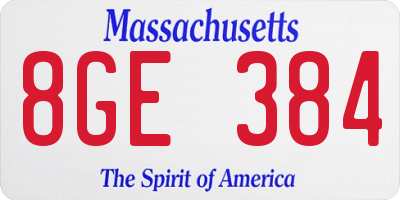 MA license plate 8GE384
