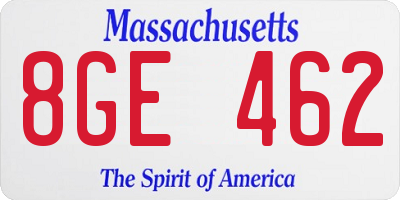 MA license plate 8GE462