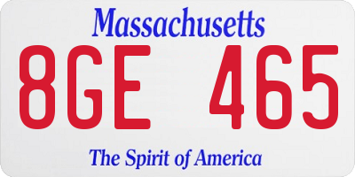 MA license plate 8GE465