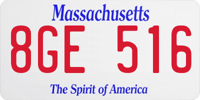 MA license plate 8GE516