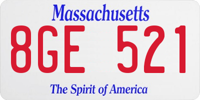 MA license plate 8GE521