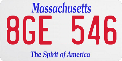 MA license plate 8GE546