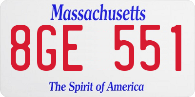 MA license plate 8GE551