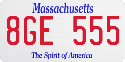 MA license plate 8GE555