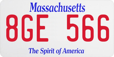 MA license plate 8GE566