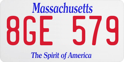 MA license plate 8GE579