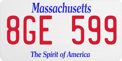 MA license plate 8GE599