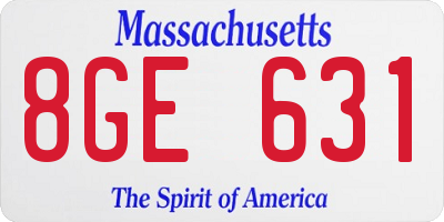MA license plate 8GE631