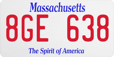 MA license plate 8GE638