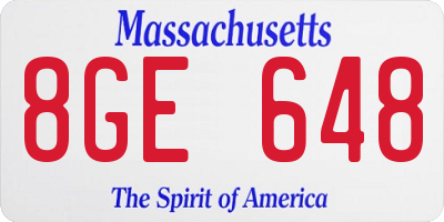 MA license plate 8GE648