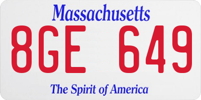 MA license plate 8GE649
